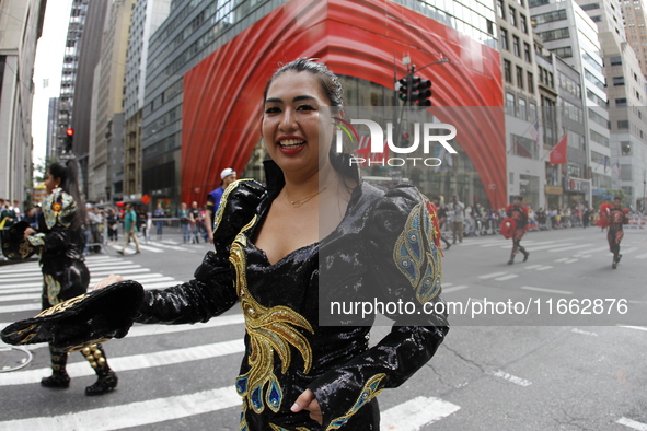 A general view of the 60th edition of the Hispanic Heritage Parade takes place on Fifth Avenue in Manhattan, New York, United States, on Oct...