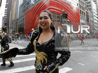 A general view of the 60th edition of the Hispanic Heritage Parade takes place on Fifth Avenue in Manhattan, New York, United States, on Oct...