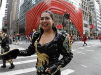 A general view of the 60th edition of the Hispanic Heritage Parade takes place on Fifth Avenue in Manhattan, New York, United States, on Oct...