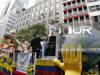 A general view of the 60th edition of the Hispanic Heritage Parade takes place on Fifth Avenue in Manhattan, New York, United States, on Oct...