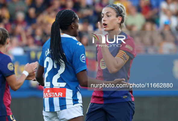 Alexia Putellas and Daniela Caracas play during the match between FC Barcelona Women and RCD Espanyol Women, corresponding to week 6 of the...