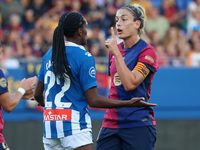 Alexia Putellas and Daniela Caracas play during the match between FC Barcelona Women and RCD Espanyol Women, corresponding to week 6 of the...