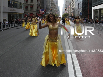 A general view of the 60th edition of the Hispanic Heritage Parade takes place on Fifth Avenue in Manhattan, New York, United States, on Oct...