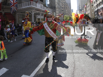 A general view of the 60th edition of the Hispanic Heritage Parade takes place on Fifth Avenue in Manhattan, New York, United States, on Oct...