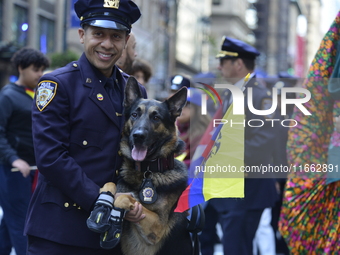 A general view of the 60th edition of the Hispanic Heritage Parade takes place on Fifth Avenue in Manhattan, New York, United States, on Oct...