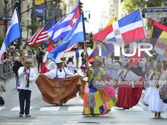 A general view of the 60th edition of the Hispanic Heritage Parade takes place on Fifth Avenue in Manhattan, New York, United States, on Oct...