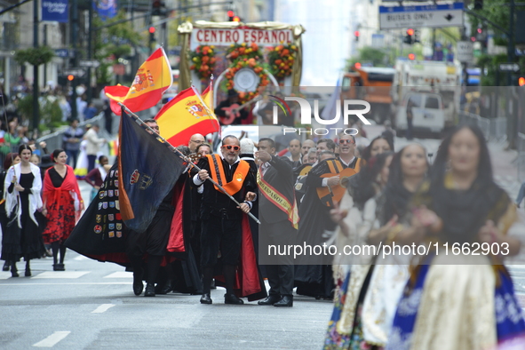 A general view of the 60th edition of the Hispanic Heritage Parade takes place on Fifth Avenue in Manhattan, New York, United States, on Oct...