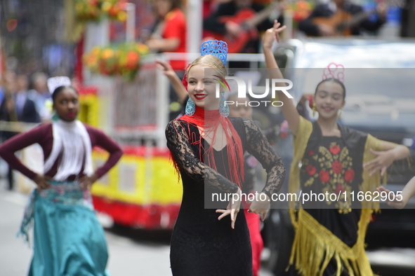 A general view of the 60th edition of the Hispanic Heritage Parade takes place on Fifth Avenue in Manhattan, New York, United States, on Oct...