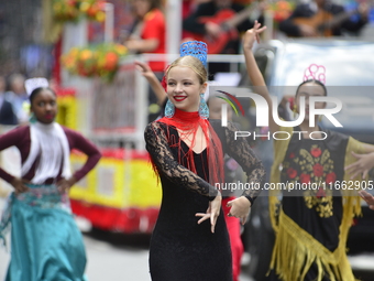 A general view of the 60th edition of the Hispanic Heritage Parade takes place on Fifth Avenue in Manhattan, New York, United States, on Oct...