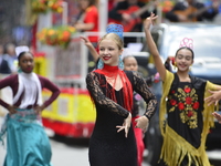 A general view of the 60th edition of the Hispanic Heritage Parade takes place on Fifth Avenue in Manhattan, New York, United States, on Oct...