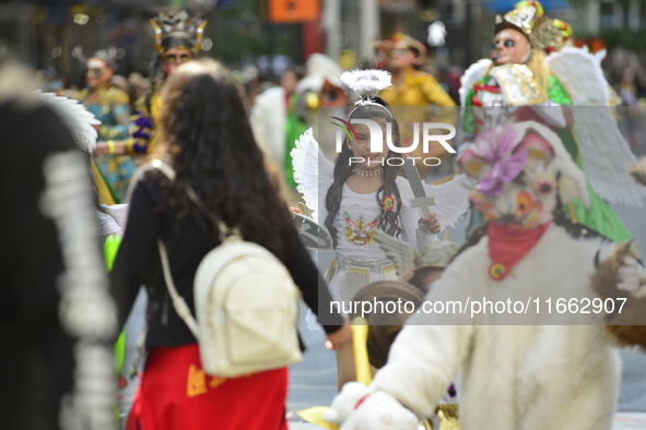 A general view of the 60th edition of the Hispanic Heritage Parade takes place on Fifth Avenue in Manhattan, New York, United States, on Oct...