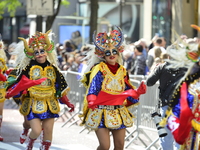 A general view of the 60th edition of the Hispanic Heritage Parade takes place on Fifth Avenue in Manhattan, New York, United States, on Oct...