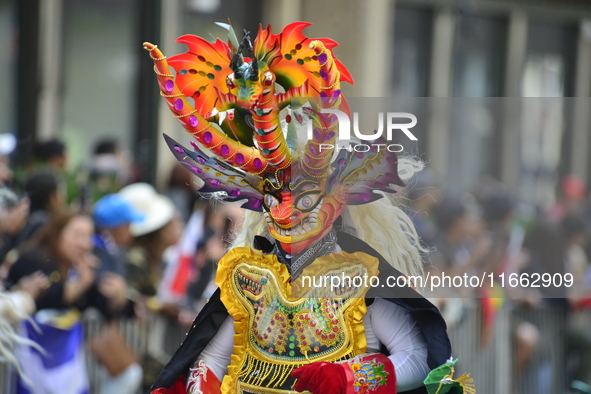 A general view of the 60th edition of the Hispanic Heritage Parade takes place on Fifth Avenue in Manhattan, New York, United States, on Oct...