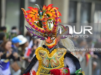 A general view of the 60th edition of the Hispanic Heritage Parade takes place on Fifth Avenue in Manhattan, New York, United States, on Oct...