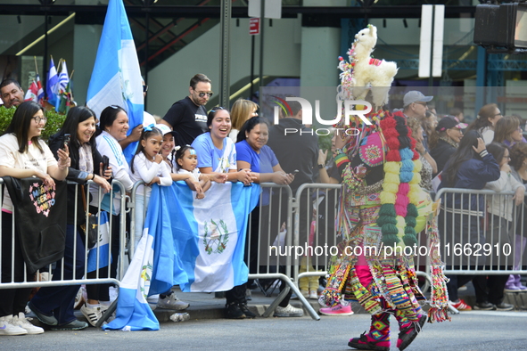 A general view of the 60th edition of the Hispanic Heritage Parade takes place on Fifth Avenue in Manhattan, New York, United States, on Oct...