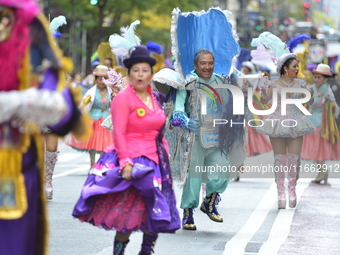 A general view of the 60th edition of the Hispanic Heritage Parade takes place on Fifth Avenue in Manhattan, New York, United States, on Oct...