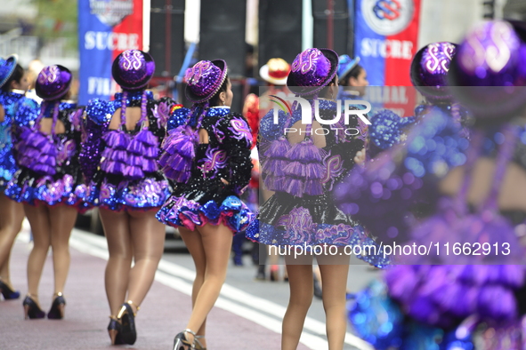 A general view of the 60th edition of the Hispanic Heritage Parade takes place on Fifth Avenue in Manhattan, New York, United States, on Oct...