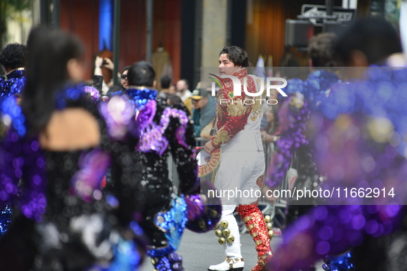 A general view of the 60th edition of the Hispanic Heritage Parade takes place on Fifth Avenue in Manhattan, New York, United States, on Oct...