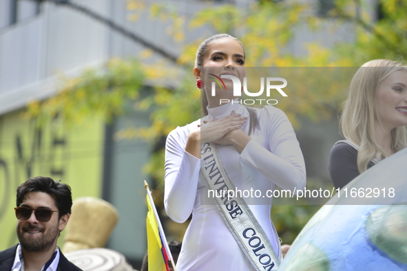 A general view of the 60th edition of the Hispanic Heritage Parade takes place on Fifth Avenue in Manhattan, New York, United States, on Oct...