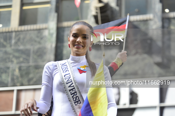 A general view of the 60th edition of the Hispanic Heritage Parade takes place on Fifth Avenue in Manhattan, New York, United States, on Oct...