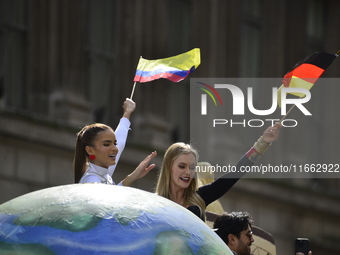 A general view of the 60th edition of the Hispanic Heritage Parade takes place on Fifth Avenue in Manhattan, New York, United States, on Oct...