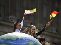 A general view of the 60th edition of the Hispanic Heritage Parade takes place on Fifth Avenue in Manhattan, New York, United States, on Oct...