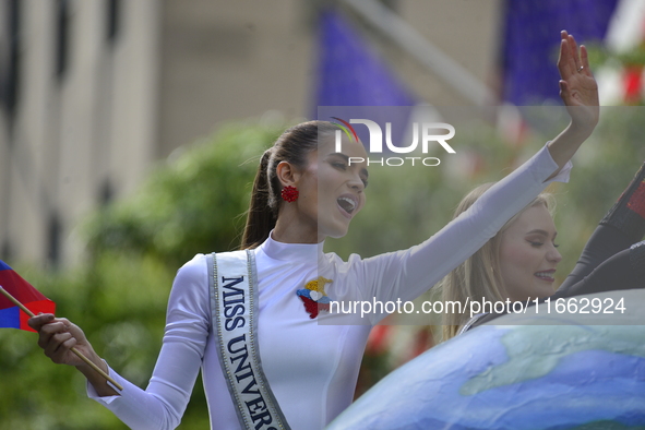 A general view of the 60th edition of the Hispanic Heritage Parade takes place on Fifth Avenue in Manhattan, New York, United States, on Oct...