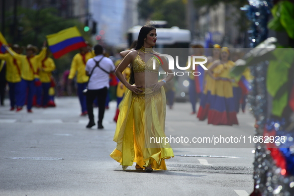 A general view of the 60th edition of the Hispanic Heritage Parade takes place on Fifth Avenue in Manhattan, New York, United States, on Oct...