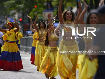 A general view of the 60th edition of the Hispanic Heritage Parade takes place on Fifth Avenue in Manhattan, New York, United States, on Oct...