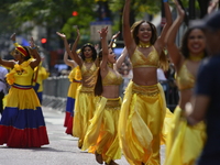 A general view of the 60th edition of the Hispanic Heritage Parade takes place on Fifth Avenue in Manhattan, New York, United States, on Oct...