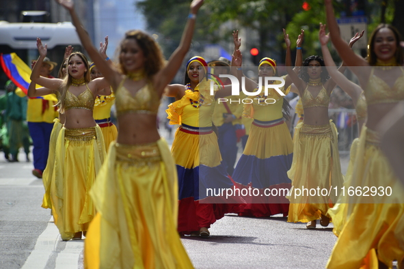 A general view of the 60th edition of the Hispanic Heritage Parade takes place on Fifth Avenue in Manhattan, New York, United States, on Oct...