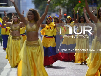 A general view of the 60th edition of the Hispanic Heritage Parade takes place on Fifth Avenue in Manhattan, New York, United States, on Oct...