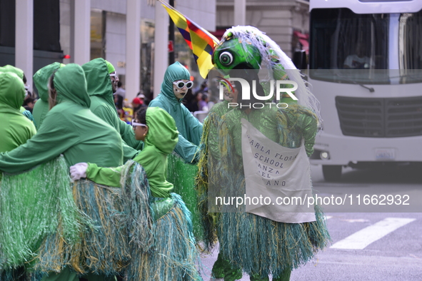 A general view of the 60th edition of the Hispanic Heritage Parade takes place on Fifth Avenue in Manhattan, New York, United States, on Oct...