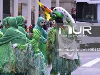 A general view of the 60th edition of the Hispanic Heritage Parade takes place on Fifth Avenue in Manhattan, New York, United States, on Oct...