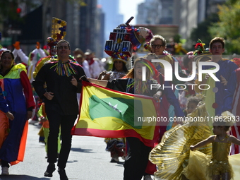 A general view of the 60th edition of the Hispanic Heritage Parade takes place on Fifth Avenue in Manhattan, New York, United States, on Oct...