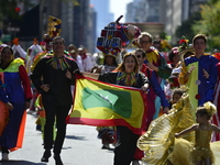 A general view of the 60th edition of the Hispanic Heritage Parade takes place on Fifth Avenue in Manhattan, New York, United States, on Oct...