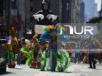 A general view of the 60th edition of the Hispanic Heritage Parade takes place on Fifth Avenue in Manhattan, New York, United States, on Oct...