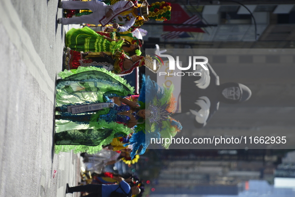 A general view of the 60th edition of the Hispanic Heritage Parade takes place on Fifth Avenue in Manhattan, New York, United States, on Oct...