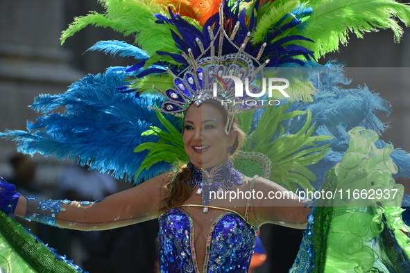 A general view of the 60th edition of the Hispanic Heritage Parade takes place on Fifth Avenue in Manhattan, New York, United States, on Oct...