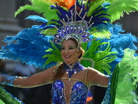 A general view of the 60th edition of the Hispanic Heritage Parade takes place on Fifth Avenue in Manhattan, New York, United States, on Oct...