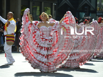 A general view of the 60th edition of the Hispanic Heritage Parade takes place on Fifth Avenue in Manhattan, New York, United States, on Oct...