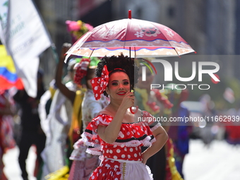 A general view of the 60th edition of the Hispanic Heritage Parade takes place on Fifth Avenue in Manhattan, New York, United States, on Oct...