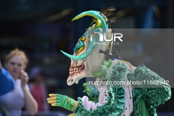 A general view of the 60th edition of the Hispanic Heritage Parade takes place on Fifth Avenue in Manhattan, New York, United States, on Oct...