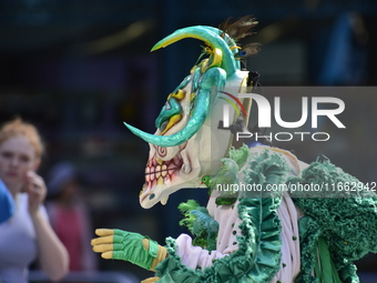 A general view of the 60th edition of the Hispanic Heritage Parade takes place on Fifth Avenue in Manhattan, New York, United States, on Oct...