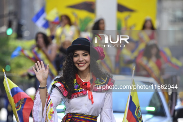 A general view of the 60th edition of the Hispanic Heritage Parade takes place on Fifth Avenue in Manhattan, New York, United States, on Oct...