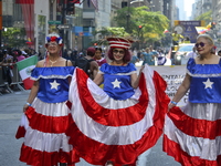 A general view of the 60th edition of the Hispanic Heritage Parade takes place on Fifth Avenue in Manhattan, New York, United States, on Oct...