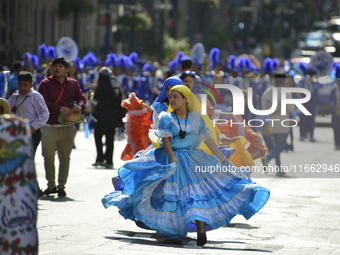 A general view of the 60th edition of the Hispanic Heritage Parade takes place on Fifth Avenue in Manhattan, New York, United States, on Oct...