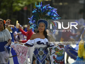 A general view of the 60th edition of the Hispanic Heritage Parade takes place on Fifth Avenue in Manhattan, New York, United States, on Oct...