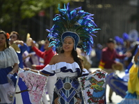 A general view of the 60th edition of the Hispanic Heritage Parade takes place on Fifth Avenue in Manhattan, New York, United States, on Oct...