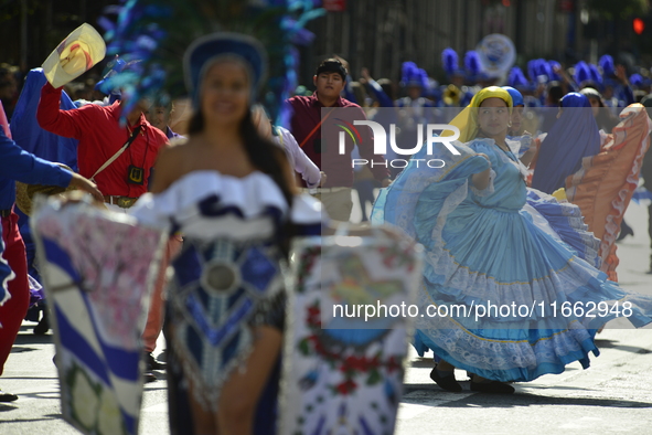 A general view of the 60th edition of the Hispanic Heritage Parade takes place on Fifth Avenue in Manhattan, New York, United States, on Oct...